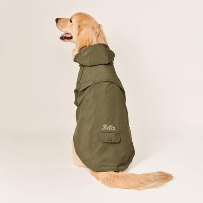 Olijfgroene Regenjas Voor Honden