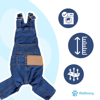Denim Dog Overalls with Stretch – For Fashion-Conscious Walks