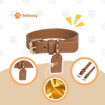 Leather Dog Collar – With Luxury Personalized Label