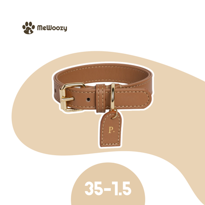 Leather Dog Collar – With Luxury Personalized Label