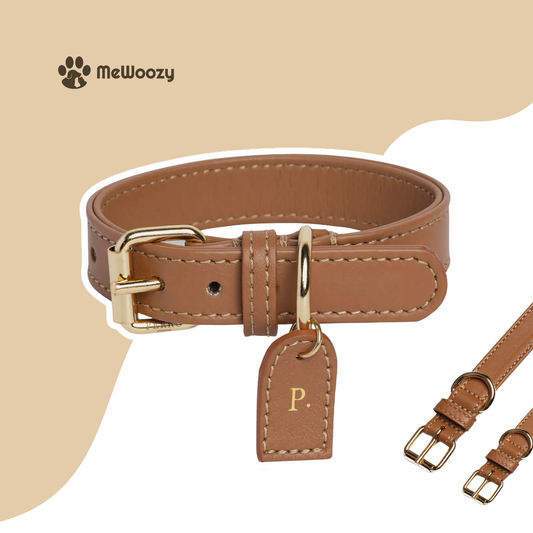 Leather Dog Collar – With Luxury Personalized Label