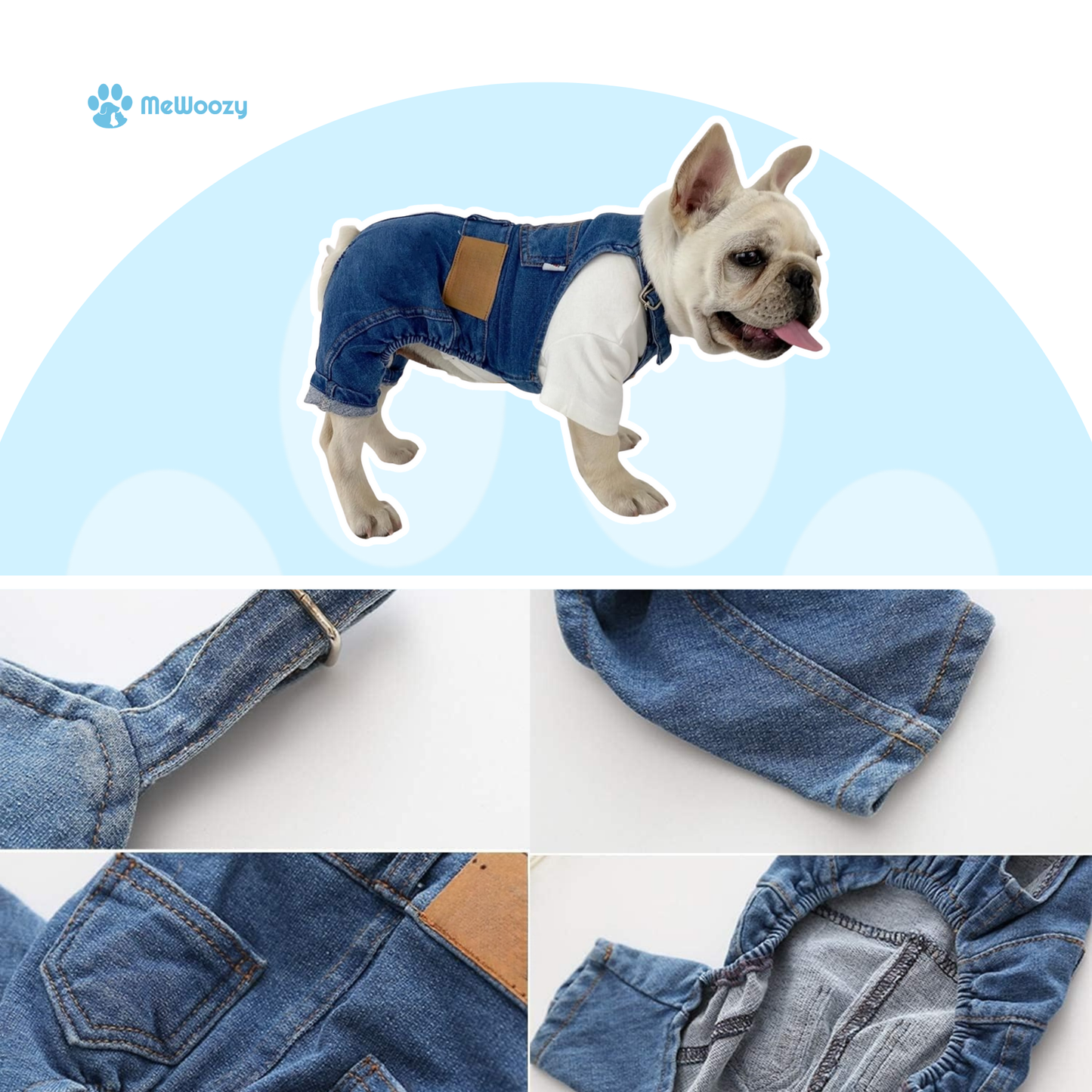 Denim Dog Overalls with Stretch – For Fashion-Conscious Walks