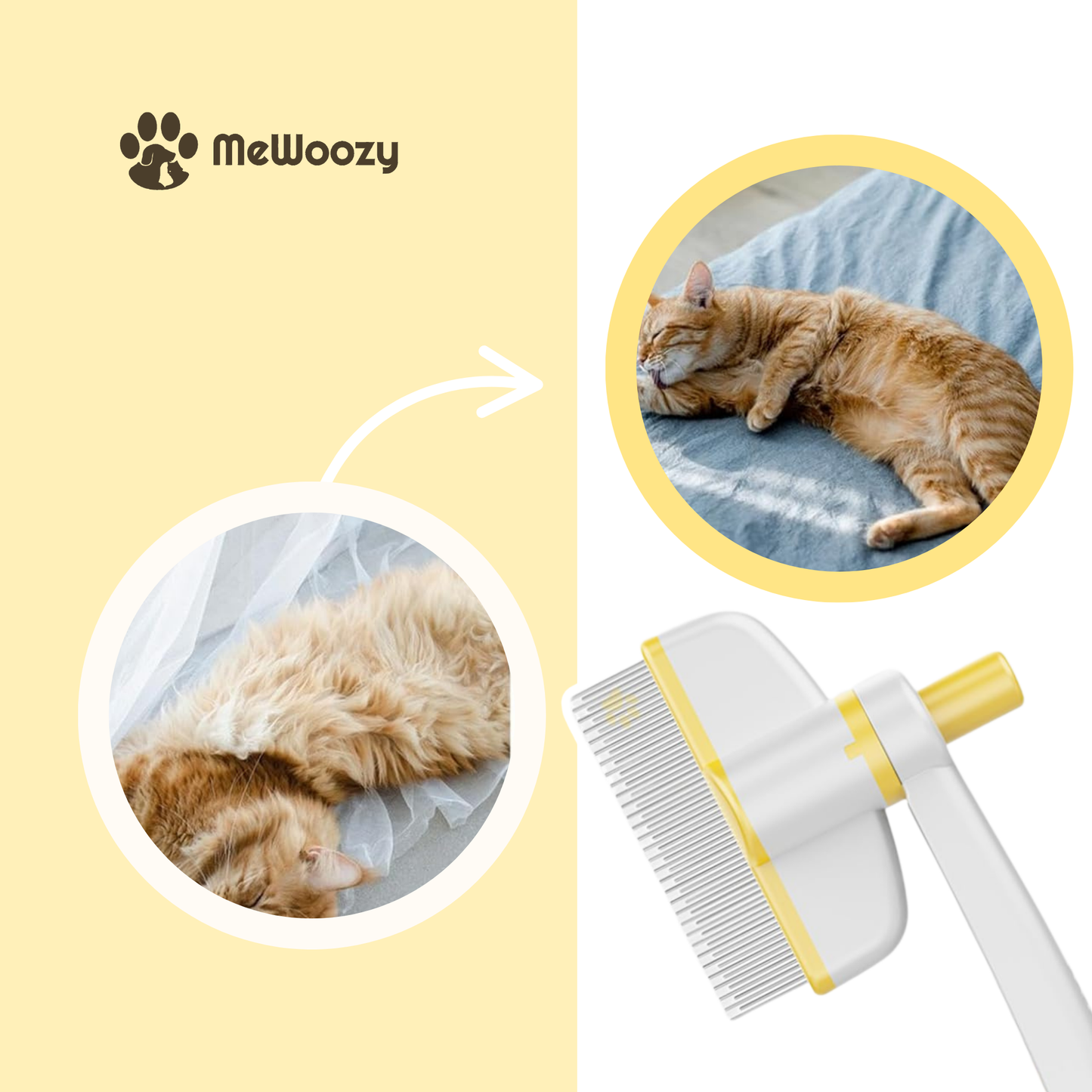 Pet Brush for Long Hair – With One-Click Cleaning