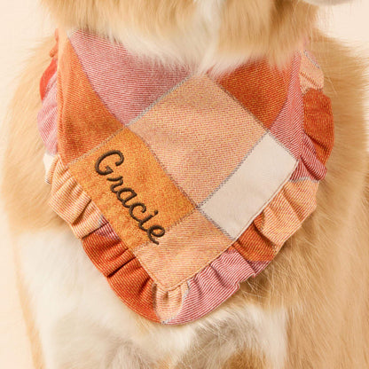Pumpkin Spice Geruite Flanellen Bandana Voor Honden