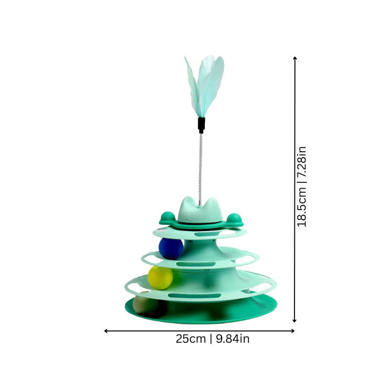 Afmetingen van de speeltoren: 25 cm breed en 18,5 cm hoog