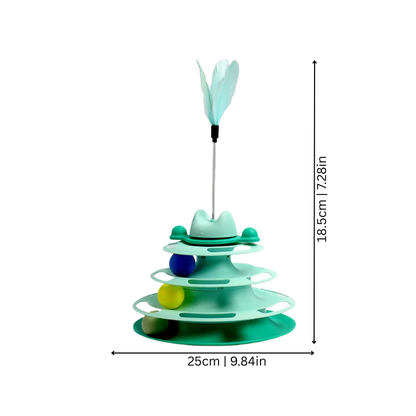 Afmetingen van de speeltoren: 25 cm breed en 18,5 cm hoog