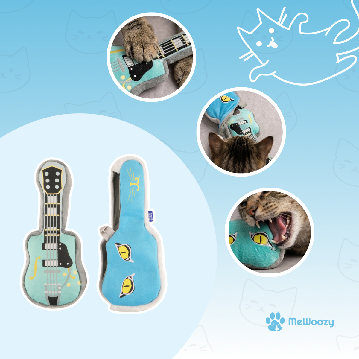 2-in-1 Gitaar Kattenspeeltje Met Kattenkruid