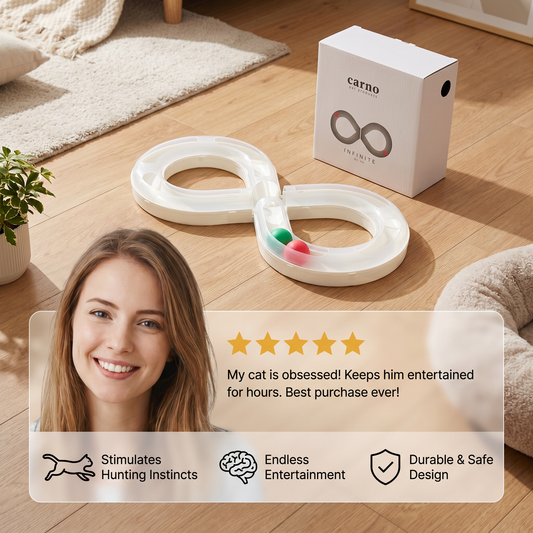 De kattenbaan met doos en vrouw, vijfsterrenreview en drie voordelen in het Engels