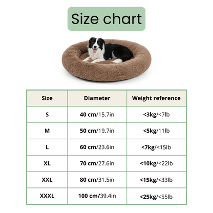 Maattabel van de mand, maat S 40 cm tot XXXL 100 cm met gewichtsadvies